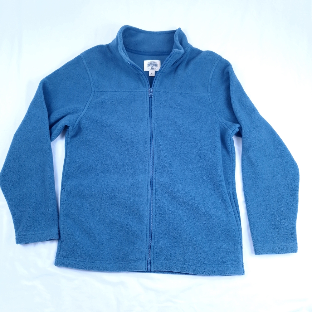 Blue Fleece Jacket with Full Zipper and Stand-Up Neck
